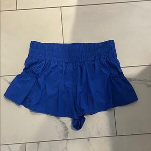Blue Athletic Shorts with Skirt Overlay